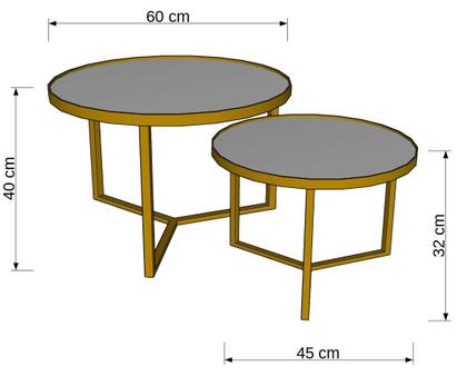 Imagem de Conjunto Mesa de Centro Redonda Dallas Marmorizado Branco