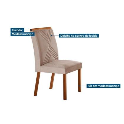 Imagem de Conjunto: Mesa de Cozinha Berlim c/ Tampo Madeirado c/ Vidro Canto Curvo 120x80cm e 4 Cadeiras Amsterdã Imbuia/Off White - Suede Grafite - Rufato