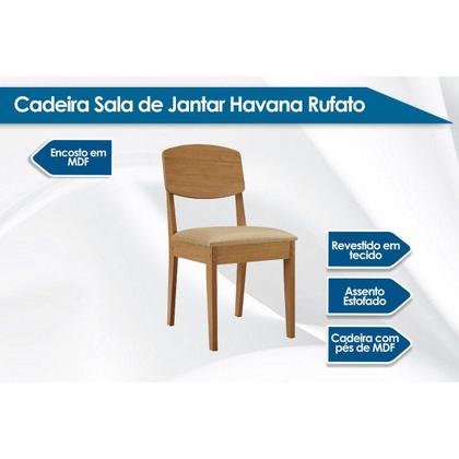 Imagem de Conjunto: Mesa de Cozinha Berlim c/ Tampo Madeirado Canto Curvo 120x80cm e 4 Cadeiras Havana Naturale - Suede Marrom - Rufato