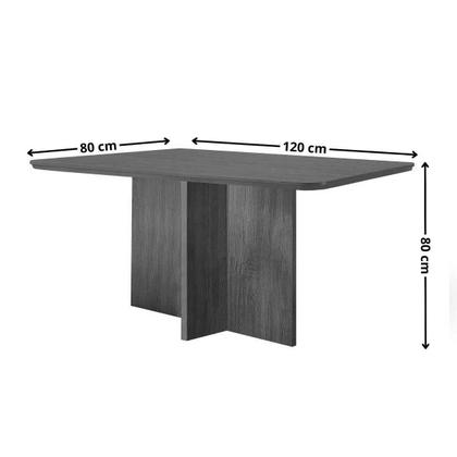 Imagem de Conjunto: Mesa de Cozinha Berlim c/ Tampo Madeirado Canto Curvo 120x80cm e 4 Cadeiras Havana Naturale - Suede Marrom - Rufato