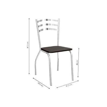 Imagem de Conjunto: Mesa de Cozinha Elba c/ Tampo Vidro 150cm + 6 Cadeiras Portugal Cromada/Preto - Kappesberg