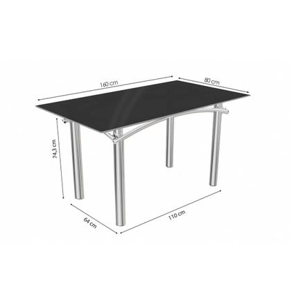Imagem de Conjunto: Mesa de Cozinha Elba Tampo Madeirado c/ Vidro 160cm e 6 Cadeiras Florença Cromada/Preto - Courano Preto - Kappesberg