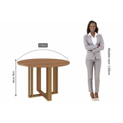 Imagem de Conjunto: Mesa de Cozinha Flora Tampo Madeirado c/ Vidro 109cm e 4 Cadeiras Paola Cinamomo/Off White - Carvalho/Linho Bege - Cimol