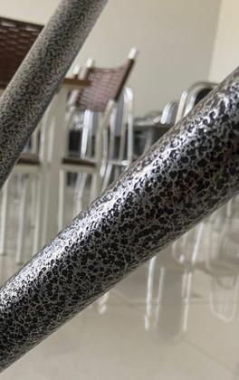 Imagem de Conjunto Mesa de cozinha Jantar em aço com 4 Cadeiras Madri granito 80cm cor Craqueada cinza