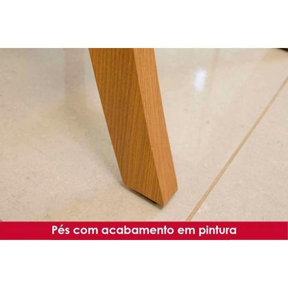 Imagem de Conjunto: Mesa de Cozinha Lins c/ Tampo Madeirado c/ Vidro Curvo 180x90cm e 6 Cadeiras Esther Nature/Linho Creme - Henn