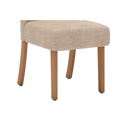 Imagem de Conjunto: Mesa de Cozinha Lins c/ Tampo Madeirado c/ Vidro Curvo 180x90cm e 6 Cadeiras Esther Nature/Linho Creme - Henn