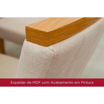 Imagem de Conjunto: Mesa de Cozinha Lins c/ Tampo Madeirado c/ Vidro Curvo 180x90cm e 6 Cadeiras Esther Nature/Linho Creme - Henn