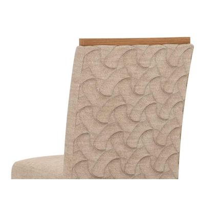 Imagem de Conjunto: Mesa de Cozinha Lins c/ Tampo Madeirado c/ Vidro Curvo 180x90cm e 6 Cadeiras Esther Nature/Linho Creme - Henn