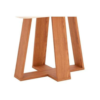 Imagem de Conjunto: Mesa de Cozinha Lins c/ Tampo Madeirado c/ Vidro Curvo 180x90cm e 6 Cadeiras Esther Nature/Linho Creme - Henn