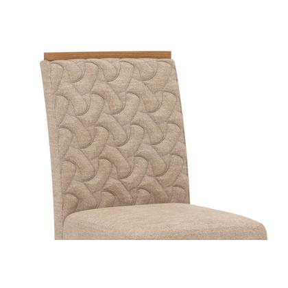 Imagem de Conjunto: Mesa de Cozinha Lins c/ Tampo Madeirado c/ Vidro Curvo 180x90cm e 6 Cadeiras Esther Nature/Linho Creme - Henn