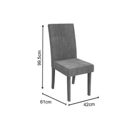 Imagem de Conjunto: Mesa de Cozinha Lótus Tampo Madeirado c/ Vidro 120x80cm e 4 Cadeiras CAD131 Freijó/Bronze/Caramelo - Kappesberg