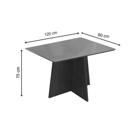 Imagem de Conjunto: Mesa de Cozinha Lótus Tampo Madeirado c/ Vidro 120x80cm e 4 Cadeiras CAD131 Freijó/Bronze/Caramelo - Kappesberg
