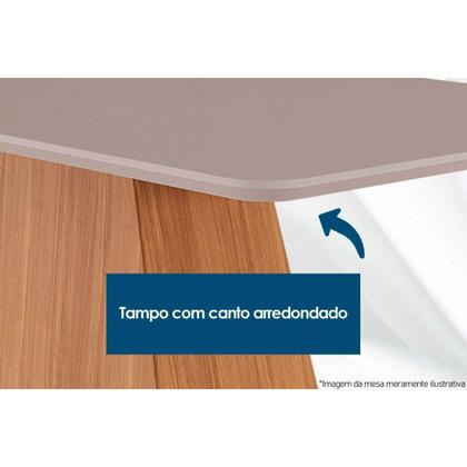 Imagem de Conjunto: Mesa de Cozinha Luna c/ Tampo de Vidro Canto Curvo 180x90cm e 6 cadeiras Jade Imbuia/Off White - Linho Grafite - Rufato