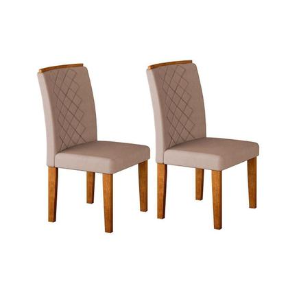 Imagem de Conjunto: Mesa de Cozinha Luna c/ Tampo de Vidro Canto Curvo 180x90cm e 6 cadeiras Jade Imbuia/Off White - Linho Grafite - Rufato