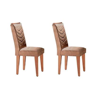 Imagem de Conjunto: Mesa de Cozinha Luna c/ Tampo Madeirado c/ Vidro Canto Curvo 120x80cm e 4 cadeiras Londrina Imbuia/Off White - Suede Capuccino - Rufato