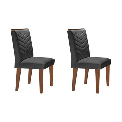 Imagem de Conjunto: Mesa de Cozinha Luna c/ Tampo Madeirado c/ Vidro Canto Curvo 120x80cm e 4 cadeiras Londrina Imbuia/Off White - Suede Capuccino - Rufato