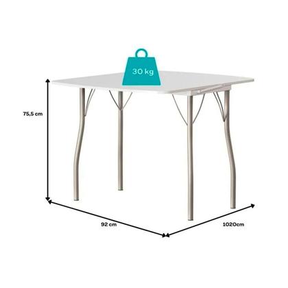 Imagem de Conjunto: Mesa de Cozinha Multiuso Dobrável e 2 Banquetas 1700 Prata/Branco - Prata/Branco - Carraro
