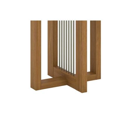 Imagem de Conjunto: Mesa de Cozinha Natalí c/ Tampo Madeirado c/ Vidro Reto 120x80cm e 4 Cadeiras Eloa Nature/Suede Light Marrom Amêndoa - Henn