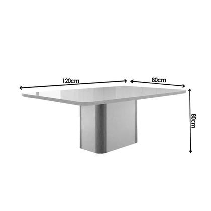 Imagem de Conjunto: Mesa de Cozinha Pietá c/ Tampo Madeirado c/ Vidro Canto Curvo 120x80cm e 4 Cadeiras Tilia Naturale/Off White - Linho Capuccino - Rufato