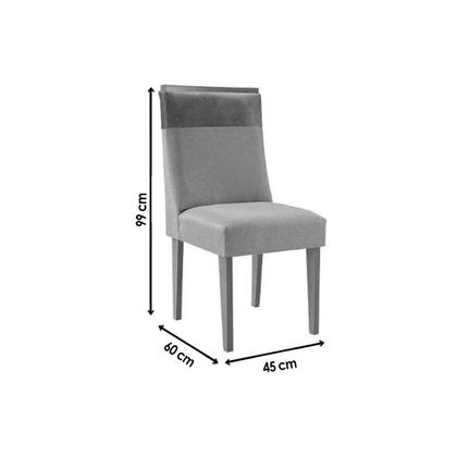 Imagem de Conjunto: Mesa de Cozinha Pilar c/ Tampo Madeirado c/ Vidro Canto Curvo 180x90cm e 6 Cadeiras Jaspe Naturale/Off White - Suede Capuccino - Rufato