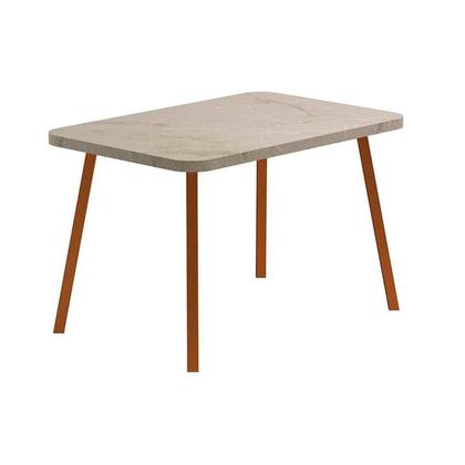 Imagem de Conjunto: Mesa de Cozinha Stellar 1598 Aço c/ Tampo Madeirado 120x80cm e 4 Cadeiras Soft Rose/Petra - Rose/Areia - Carraro