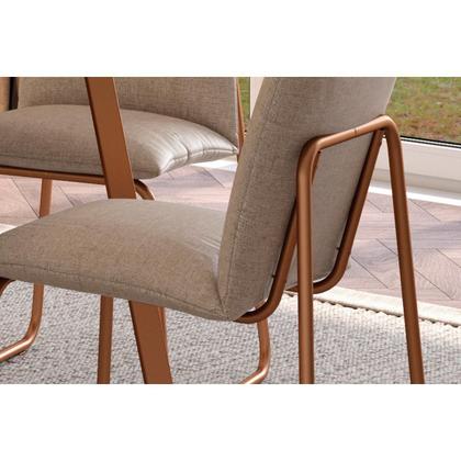 Imagem de Conjunto: Mesa de Cozinha Stellar 1598 Aço c/ Tampo Madeirado 120x80cm e 4 Cadeiras Soft Rose/Petra - Rose/Areia - Carraro