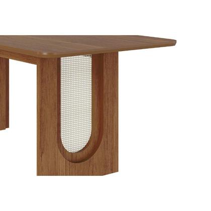 Imagem de Conjunto: Mesa de Cozinha Valentina Tampo Madeirado 180x90cm e 6 Cadeiras Fernanda Cinamomo - Carvalho/Suede Nude Bege - Cimol