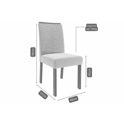 Imagem de Conjunto: Mesa de Cozinha Valentina Tampo Madeirado c/ Vidro 130x80cm e 4 Cadeiras Clarice Cinamomo/Off White - Carvalho/Suede Joli Capuccino - Cimol