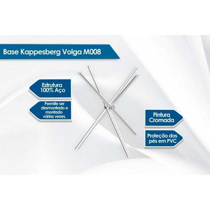 Imagem de Conjunto: Mesa de Cozinha Volga c/ Tampo de Vidro 90cm e 4 Cadeiras Lisboa Niquel - Courano Branco - Kappesberg