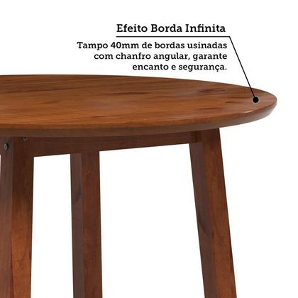 Imagem de Conjunto Mesa de Jantar 103cm Redonda e 4 Cadeiras Estofadas 100% Madeira Maciça Parit Espresso Móveis