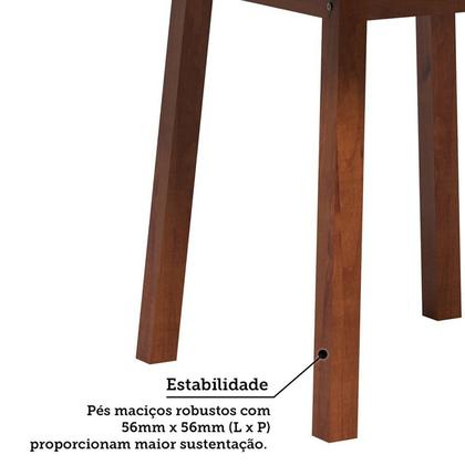 Imagem de Conjunto Mesa de Jantar 103cm Redonda e 4 Cadeiras Estofadas 100% Madeira Maciça Parit Espresso Móveis