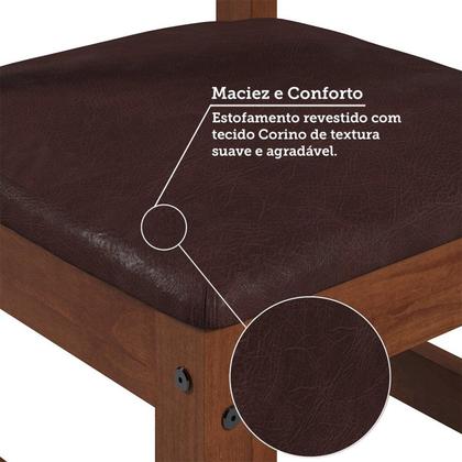Imagem de Conjunto Mesa de Jantar 103cm Redonda e 4 Cadeiras Estofadas 100% Madeira Maciça Parit Espresso Móveis