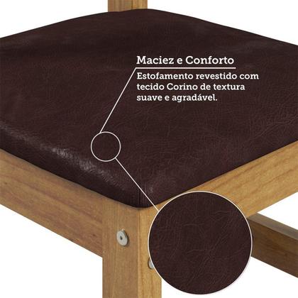 Imagem de Conjunto Mesa de Jantar 103cm Redonda e 4 Cadeiras Estofadas 100% Madeira Maciça Parit Espresso Móveis