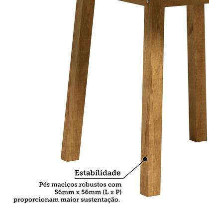 Imagem de Conjunto Mesa de Jantar 103cm Redonda e 4 Cadeiras Estofadas 100% Madeira Maciça Parit Espresso Móveis