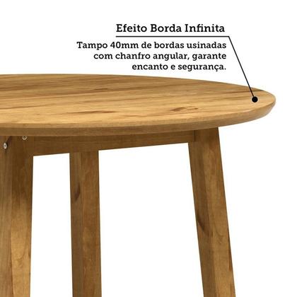 Imagem de Conjunto Mesa de Jantar 103cm Redonda e 4 Cadeiras Estofadas 100% Madeira Maciça Parit Espresso Móveis