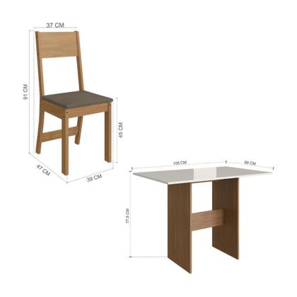 Imagem de Conjunto Mesa De Jantar 108cm Com 4 Cadeiras Multimóveis CR50203 Cacau Freijó-off White-cacau