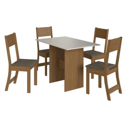 Imagem de Conjunto Mesa De Jantar 108cm Com 4 Cadeiras Multimóveis CR50203 Cacau Freijó-off White-cacau