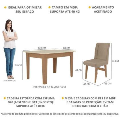 Imagem de Conjunto Mesa de Jantar 120 cm com 4 Cadeiras Tokio Multimóveis EX1004 Madeirado/Off White/Mascavo