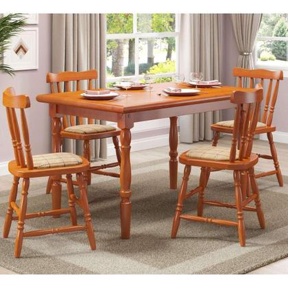 Imagem de Conjunto Mesa de Jantar 125cm com 4 Cadeiras Estofadas Multimóveis CR50084