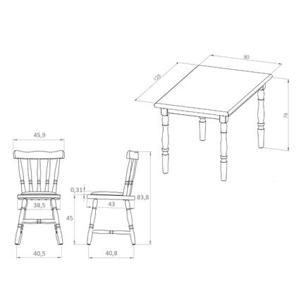 Imagem de Conjunto Mesa de Jantar 125cm com 4 Cadeiras Estofadas Multimóveis CR50084