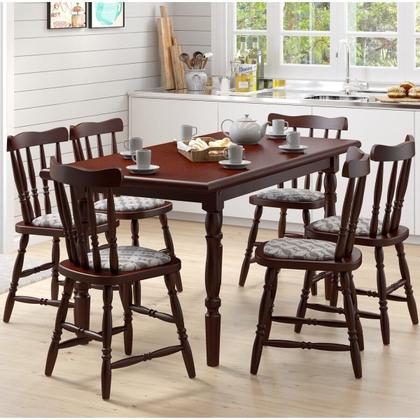 Imagem de Conjunto Mesa de Jantar 160cm com 6 Cadeiras Estofadas Multimóveis CR50086