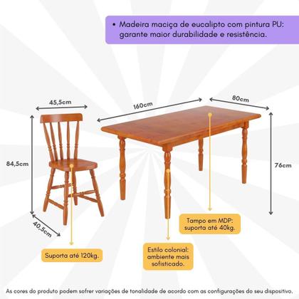 Imagem de Conjunto Mesa de Jantar 160cm com 6 Cadeiras Multimóveis CR50085