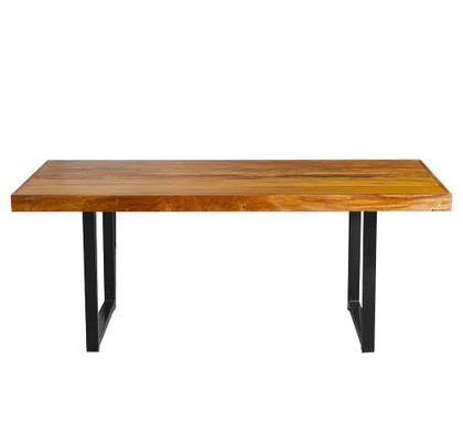 Imagem de Conjunto Mesa de Jantar 2 m com 2 Bancos em Madeira Demolição e Ferro