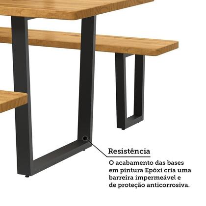 Imagem de Conjunto Mesa de Jantar 200cm Retangular 2 Bancos em Ferro e Madeira Maciça Savannah Espresso Móveis