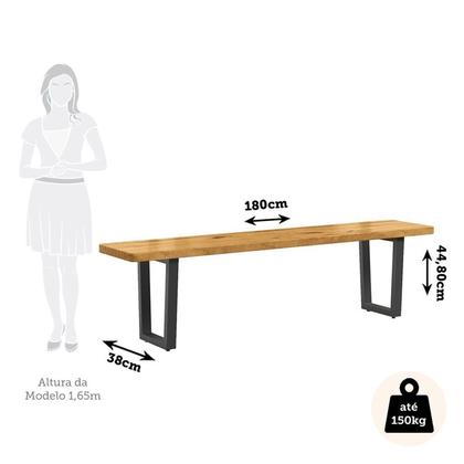 Imagem de Conjunto Mesa de Jantar 200cm Retangular 2 Bancos em Ferro e Madeira Maciça Savannah Espresso Móveis