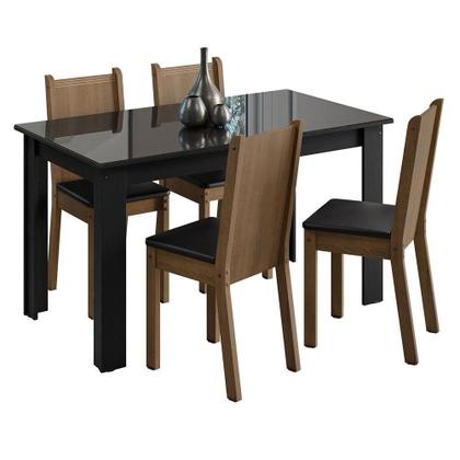 Imagem de Conjunto Mesa de Jantar 4 Cadeiras Preto/rustic Kiara