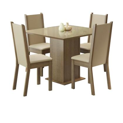 Imagem de Conjunto Mesa de Jantar 4 Lugares Tampo de Vidro Moscou Plus Madesa