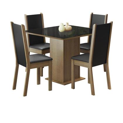 Imagem de Conjunto Mesa de Jantar 4 Lugares Tampo de Vidro Moscou Plus Madesa
