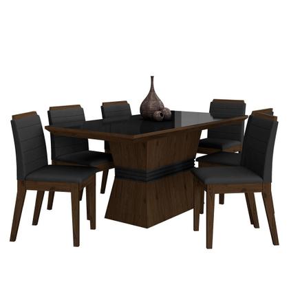 Conjunto Mesa De Jantar 6 Cadeiras Nairóbi Imbuia/preto/preto - Móveis Arapongas - A Móveis Arapongas Imagem de Conjunto Mesa De Jantar 6 Cadeiras Nairóbi Imbuia/preto/preto - Móveis Arapongas