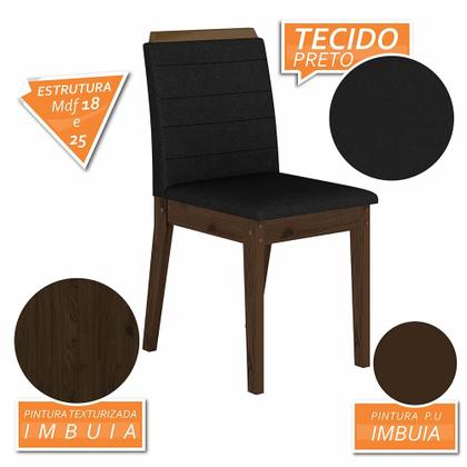 Conjunto Mesa De Jantar 6 Cadeiras Nairóbi Imbuia/preto/preto - Móveis Arapongas - A Móveis Arapongas Imagem de Conjunto Mesa De Jantar 6 Cadeiras Nairóbi Imbuia/preto/preto - Móveis Arapongas